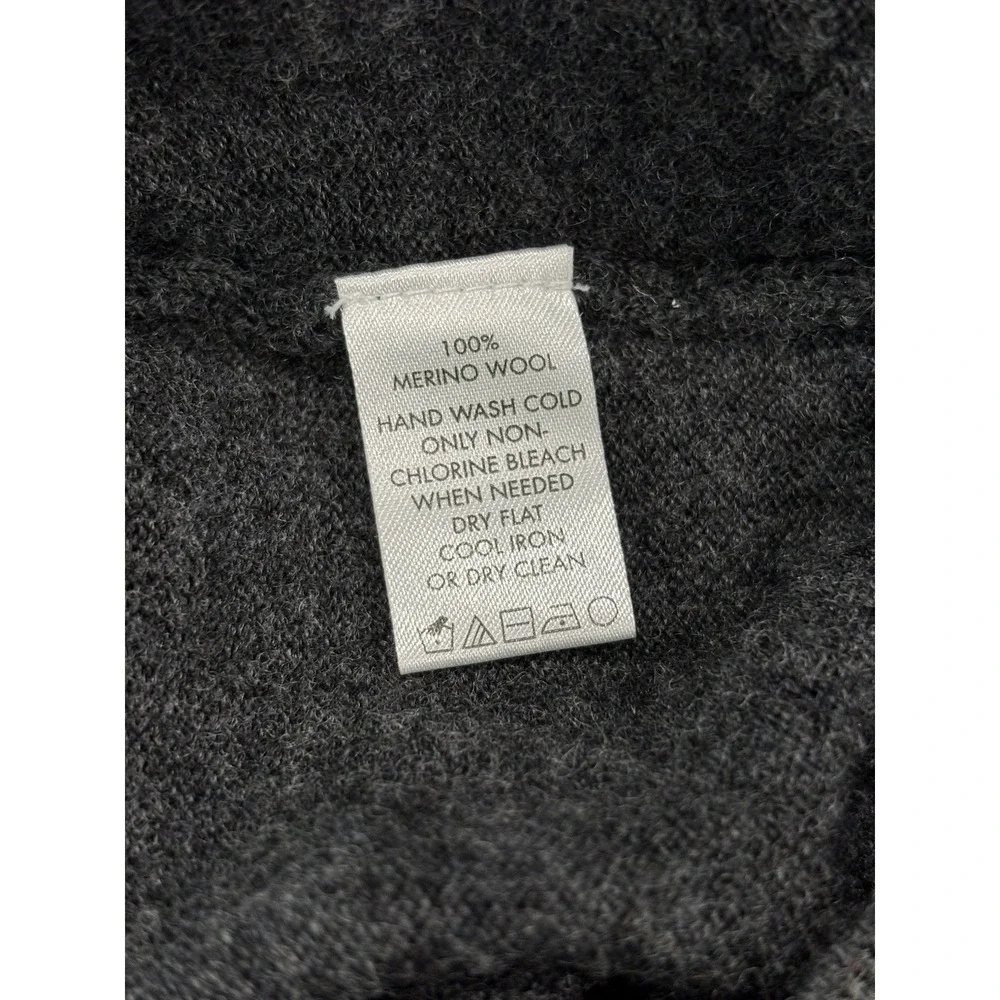 Calvin Klein Merino Wool V-Neck Sweater Gray Youth XL Soft Knit Minimalist